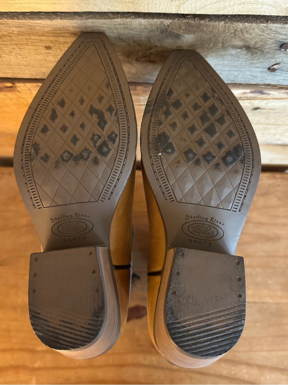 Tan and Blue Embroidered Sterling River Cowboy Boots - Picture 5 of 5